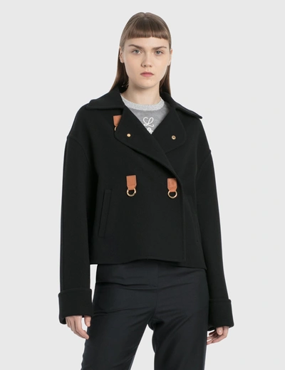 Shop Loewe Cropped Double-breasted Jacket In Black