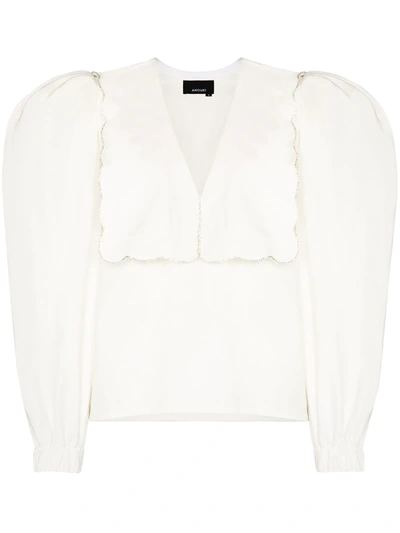 Shop Anouki Victorian Puff Sleeve Blouse In White