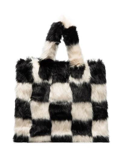 Shop Stand Studio Lolita Checker-pattern Tote Bag In Black