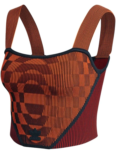 Shop Adidas Originals X Paolina Russo Ribbed Corset Top In Orange