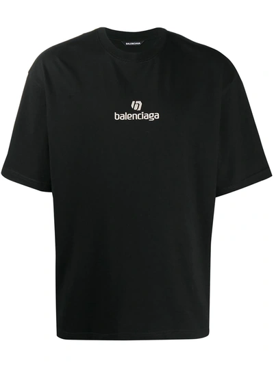 Shop Balenciaga Sponsor Logo T-shirt In Black