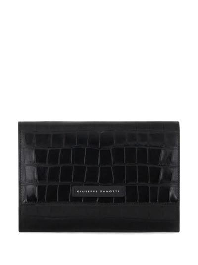 Giuseppe Zanotti Ulyana Crocodile-effect Clutch In Black