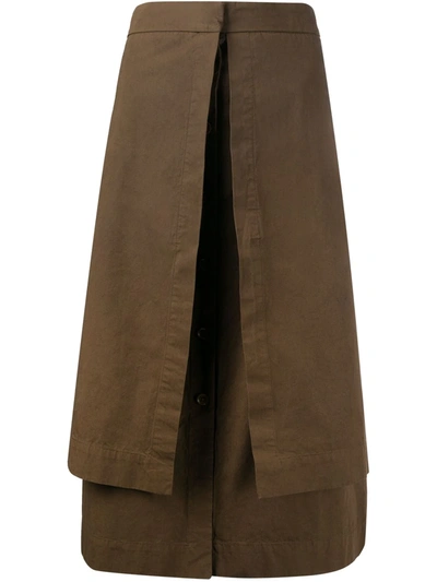 Shop Lemaire Layered A-line Skirt In Brown