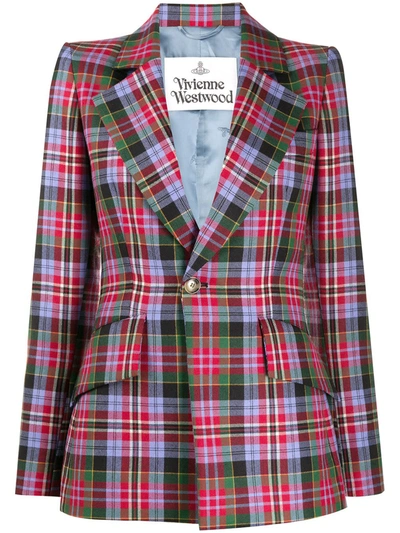 Shop Vivienne Westwood Tartan-check Wool Blazer In Red