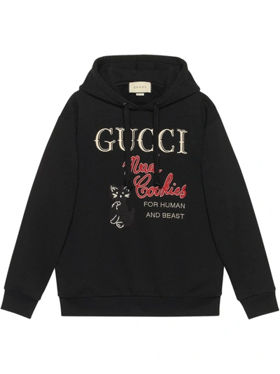 Shop Gucci Mad Cookies Embroidered Hoodie In Black