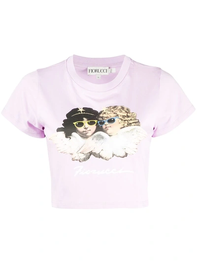 Shop Fiorucci Cropped Short-sleeve T-shirt In Purple