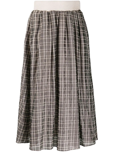 Shop Peserico Tartan Check A-line Skirt In Neutrals