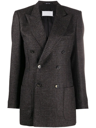 Shop Maison Margiela Checked Double Breasted Blazer In Grey