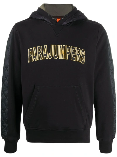 Shop Parajumpers Medlar Two-fabric Hooded Sweatshirt In Black