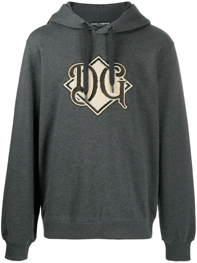 Shop Dolce & Gabbana Logo-patch Hoodie In Grey