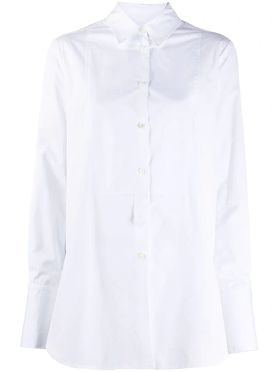 Shop Alberto Biani Long-sleeved Cotton Shirt In White