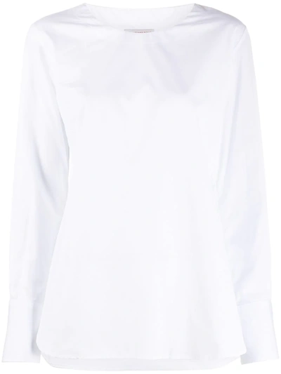 Shop Alberto Biani Long-sleeve Cotton Top In White