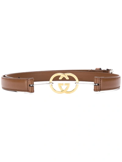 Shop Gucci Interlocking G Buckle Belt In Brown