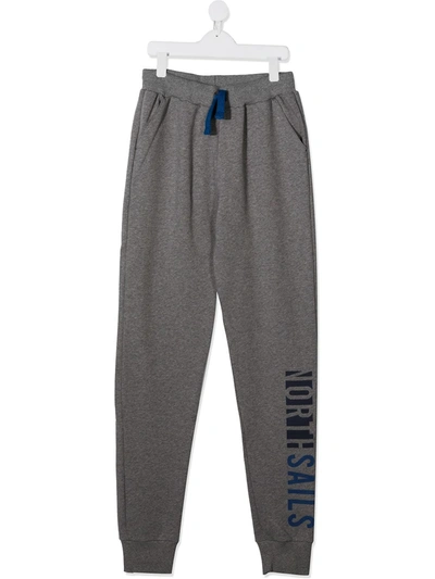 Shop North Sails Teen Logo Print Track Pants In Grey