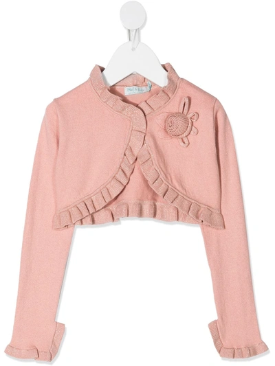 Shop Abel & Lula Teen Cropped Frill Cardigan In Pink