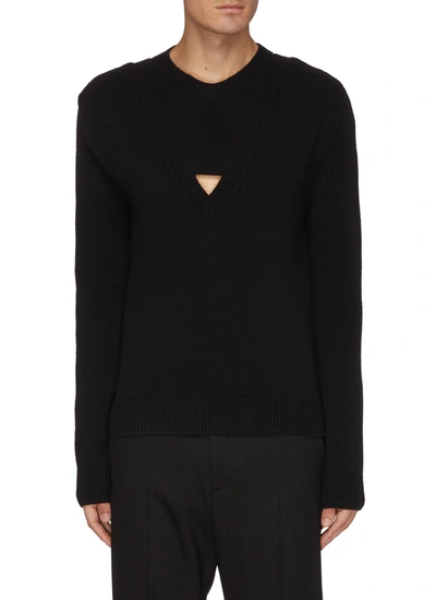 Shop Bottega Veneta Layered V Neck Merino Wool Sweater In Black