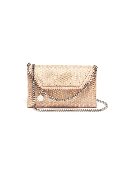 Shop Stella Mccartney 'falabella' Metallic Woven Mini Crossbody Bag In Neutral