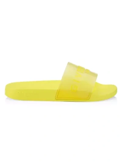 Shop Givenchy Logo Slide Sandals In Fluo Yellow
