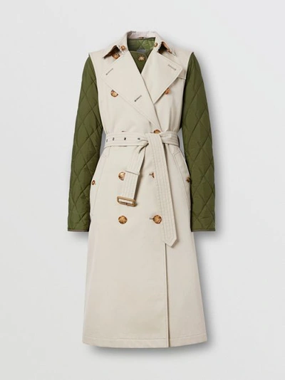 Shop Burberry Sleeveless Trench Coat With Detachable Warmer In Stone