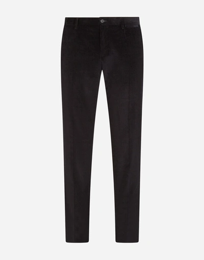 Shop Dolce & Gabbana Cotton Corduroy Pants In Black