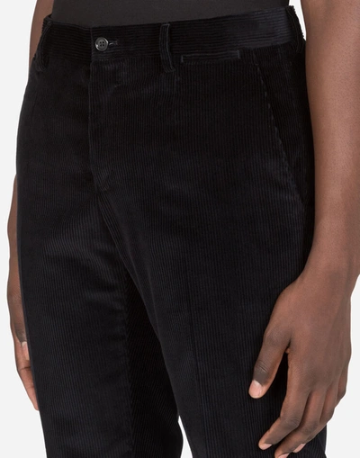 Shop Dolce & Gabbana Cotton Corduroy Pants In Black