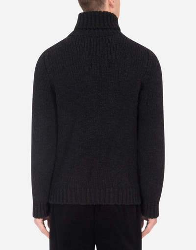 Shop Dolce & Gabbana Turtle-neck Sweater With Hand-embroidered “craftsmanship” Lettering