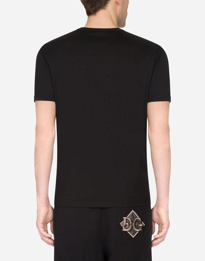 Shop Dolce & Gabbana Cotton T-shirt With Dg Patch In Black