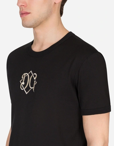 Shop Dolce & Gabbana Cotton T-shirt With Dg Patch In Black