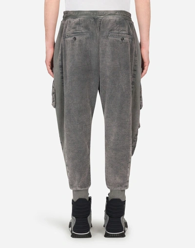 Shop Dolce & Gabbana Corduroy Cargo Pants In Grey