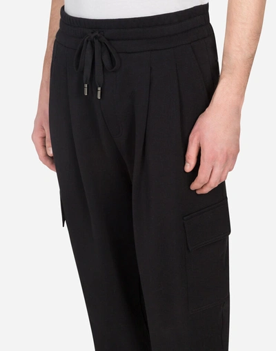 Shop Dolce & Gabbana Cotton Cargo-style Jogging Pants With Patch Detailing In Black