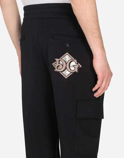 Shop Dolce & Gabbana Cotton Cargo-style Jogging Pants With Patch Detailing In Black