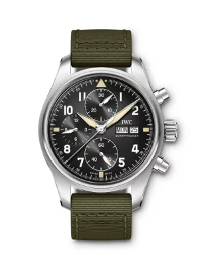 Shop Iwc Schaffhausen Men's Pilot Spitfire Stainless Steel & Textile Strap Chronograph Watch