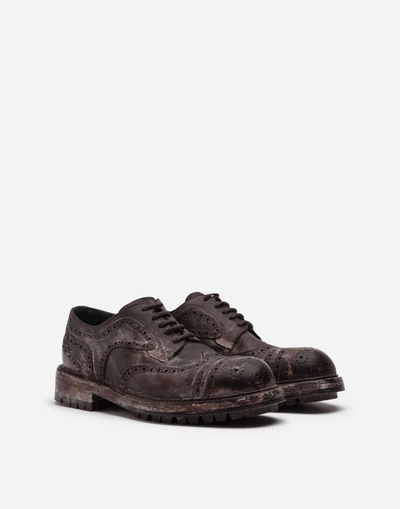 Shop Dolce & Gabbana Vintage-look Calfskin Derby Brogues