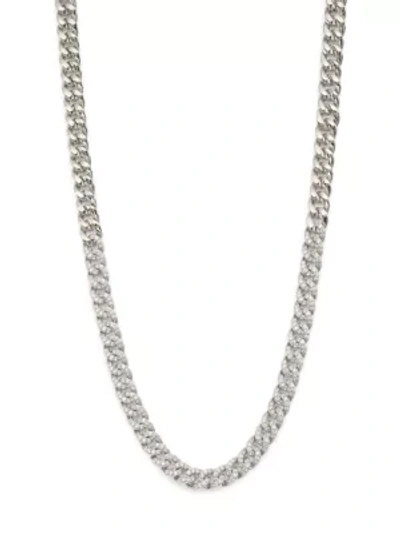 Shop Adriana Orsini Rhodium-plated Silver & Cubic Zirconia Curb-link Collar Necklace