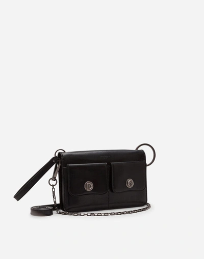 Shop Dolce & Gabbana Horsehide Biker Bag In Black