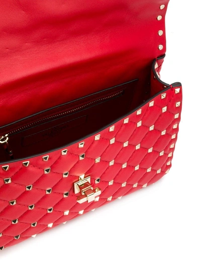 Shop Valentino Rockstud Spike Leather Shoulder Bag In Red