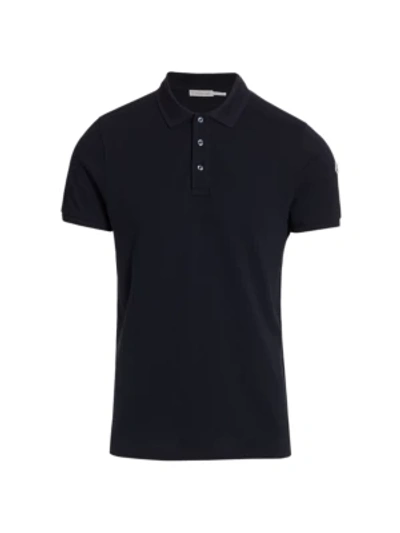 Shop Moncler Men's Cotton Polo Shirt In Blue