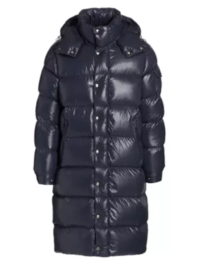 Shop Moncler Hanoverian Lacque Long Down Parka In Navy