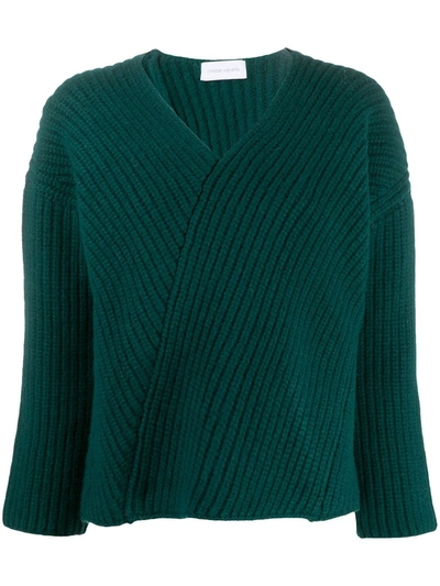 Shop Christian Wijnants Asymmetric Knitted Jumper In Green