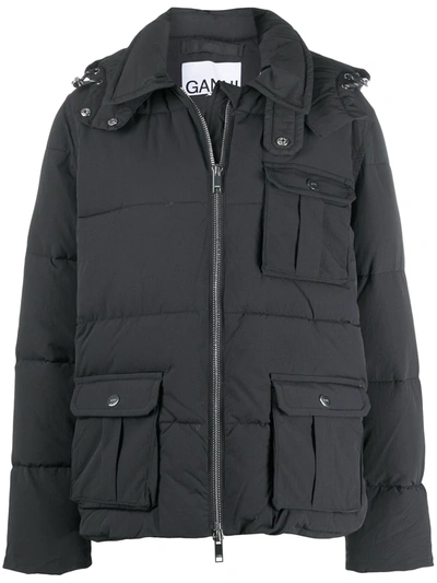 Shop Ganni Heavy Tech Puffer Jacket In Black