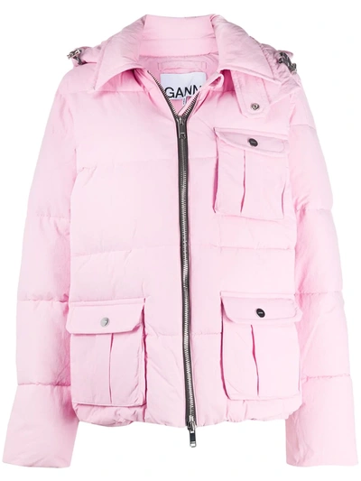 Shop Ganni Heavy Tech Puffer Jacket In Pink