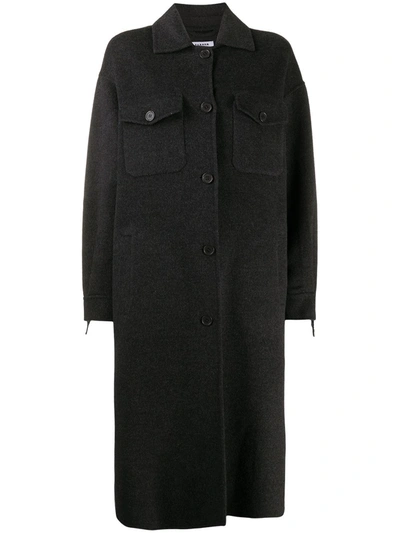 Shop P.a.r.o.s.h Fringed Wool Midi Coat In Grey
