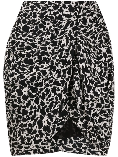 Shop Isabel Marant Étoile Ruched Animal Print Skirt In Black