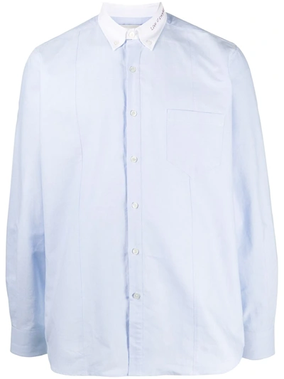 Shop Golden Goose Contrast Collar Cotton Shirt In Blue