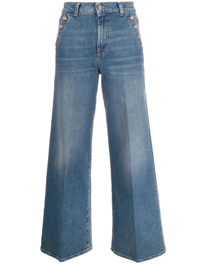 Shop 7 For All Mankind High Rise Flared Leg Jeans In Blue