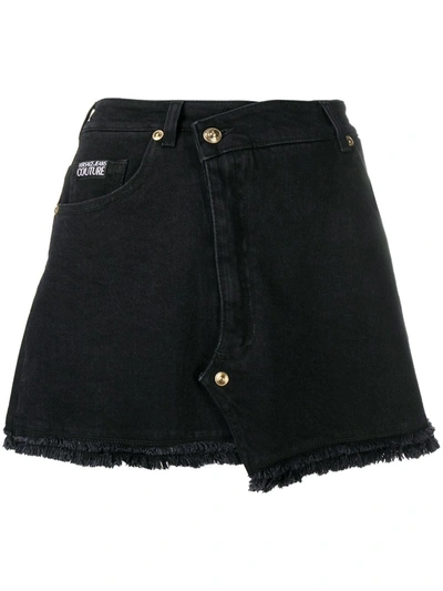 Shop Versace Jeans Couture Denim Mini Skirt In Black