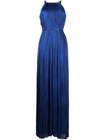 Shop Maria Lucia Hohan Clarissa Metallic Pleated Dress In Blue