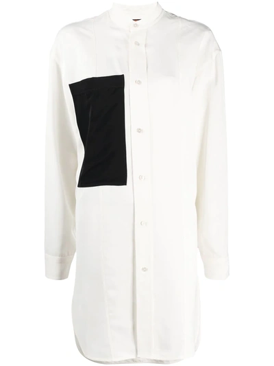 Shop Colville Contrasting Pocket Long Shirt In White