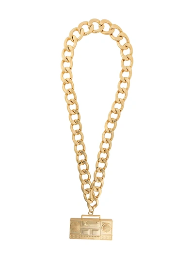 Shop Moschino Stereo Pendant Chunky Chain Necklace In Gold