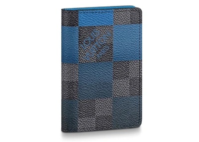 Pre-owned Louis Vuitton Pocket Organizer Damier Graphite Giant (3 Card  Slot) Blue